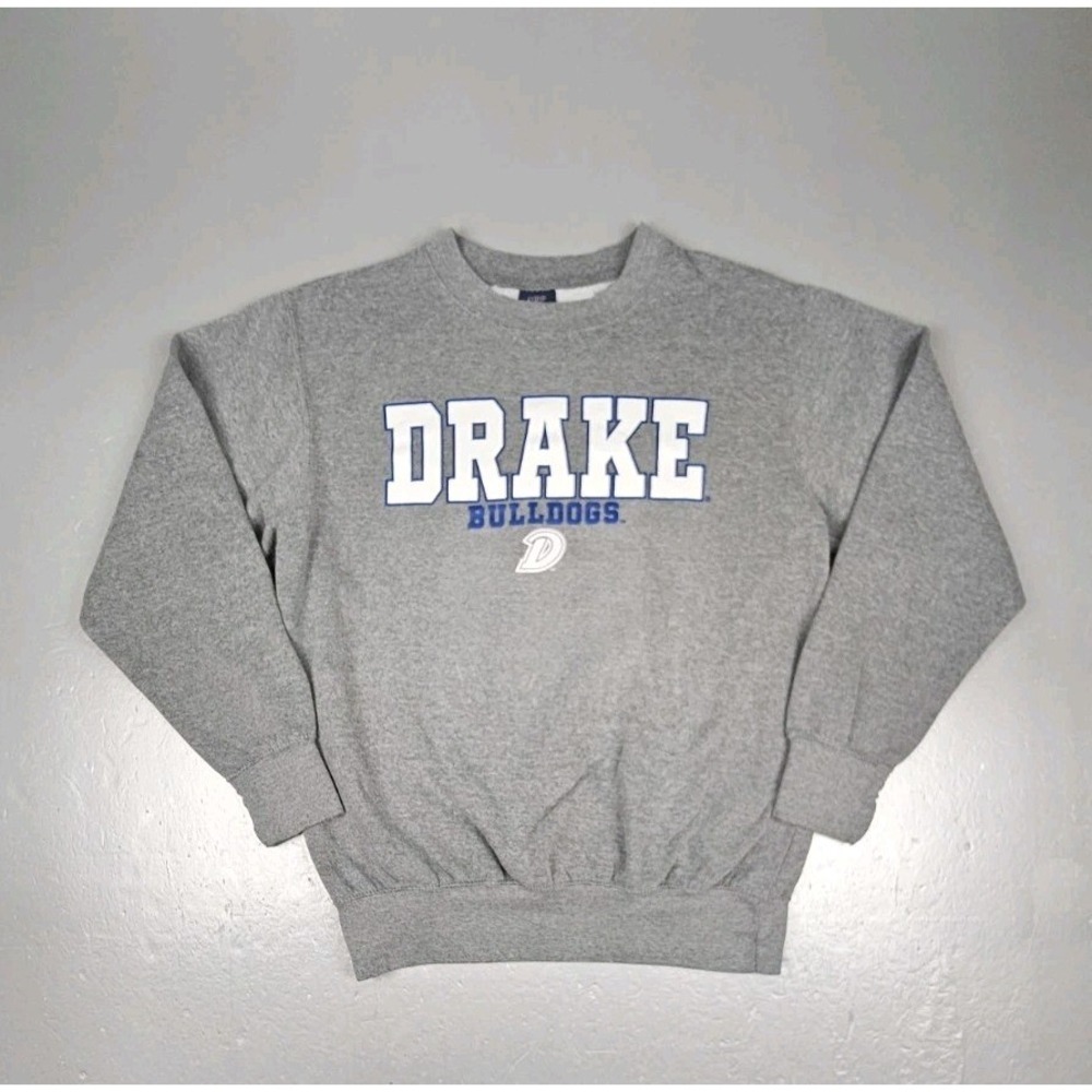 Drake University Bulldogs Sweatshirt Mens Medium Vintage Gray Crewneck Spellout
